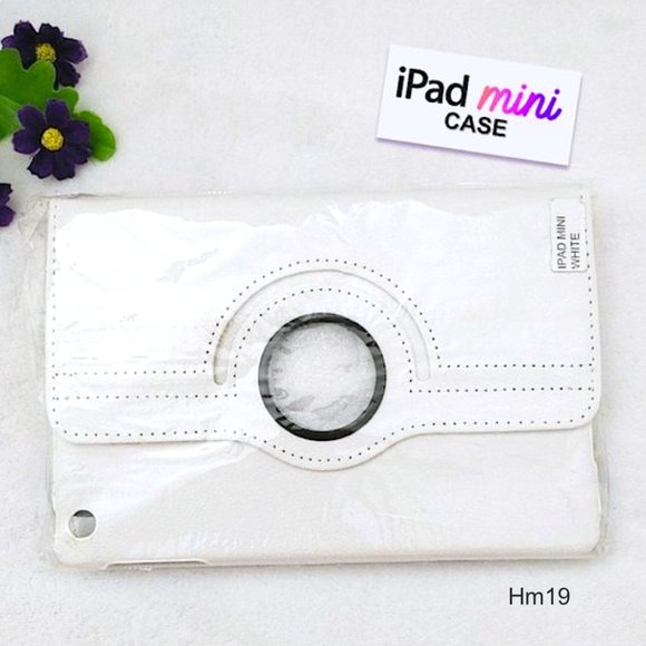 iPad Mini Case Cover White Faux Leather 360° Rotating Stand Anti-slip 7.9” - Picture 1 of 8